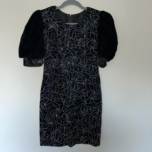 Vintage Sabrina‎ Girls Dress Party New Years NYE Velvet Holographic - Picture 1 of 7